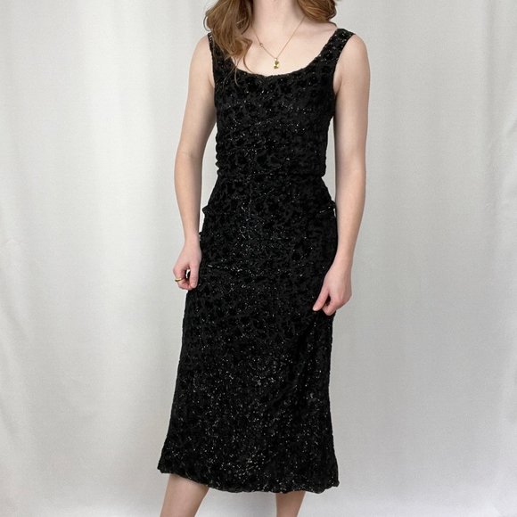 Rare Vintage Jean Muir London Sparkle Glitter Velvet Midi Maxi Dress Blazer Set - Picture 9 of 9